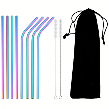 Toastifi Reusable Stainless Steel Straws (8 Pcs + 2 Stir Sticks)