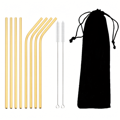 Toastifi Reusable Stainless Steel Straws (8 Pcs + 2 Stir Sticks)